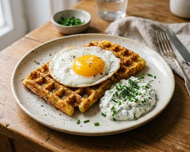 Kartoffelwaffeln mit Spiegelei & Schnittlauchquark | Brunch