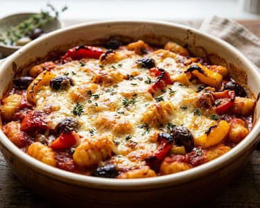 Spanischer Gnocchi-Paprika-Auflauf mit Manchego