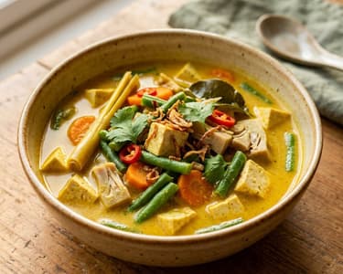 Indonesisches Sayur Lodeh mit Tofu | Cremige Gemüsesuppe