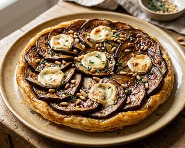 Auberginen-Tarte-Tatin mit Ziegenkäse | Herzhafter Ofengenuss
