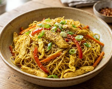 Singapur-Nudeln mit Hähnchen | Wok-Klassiker in 15 Min.