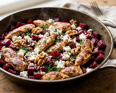 Griechische Hähnchen-Rote-Bete-Pfanne | In 20 Minuten