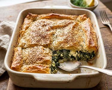 Griechische Spanakopita | Knuspriger Spinat-Feta-Auflauf