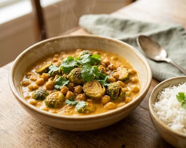Indisches Rosenkohl-Kichererbsen-Curry | Aromatisch & cremig