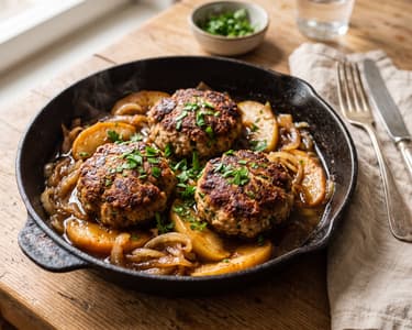 German Meatballs with Apple-Onion Vegetables | Hearty in 25 Minutes