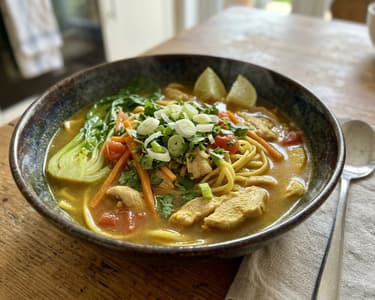 Tibetische Thukpa mit Hähnchen | Wärmende Nudelsuppe