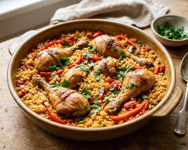 Spanischer Bier-Hähnchen-Reistopf | Arroz con Pollo a la Cerveza