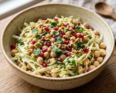 Türkischer Spitzkohl-Kichererbsen-Salat | Mit Tahin & Walnuss