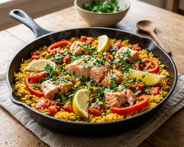 Spanish Salmon Rice Pot | Juicy & Aromatic