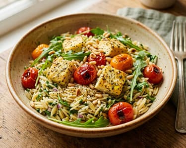 Orzo-Salat mit gebackenem Ricotta | Feiner Herbstgenuss