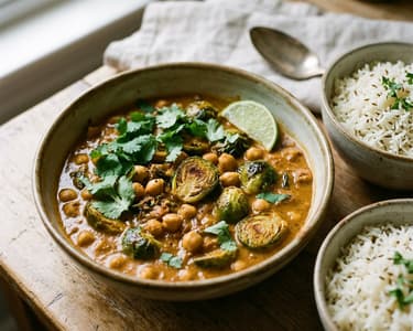 Indian Brussels Sprout & Chickpea Curry | Autumnal & Spicy