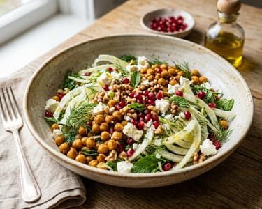 Turkish Fennel and Chickpea Salad | With Feta & Walnut