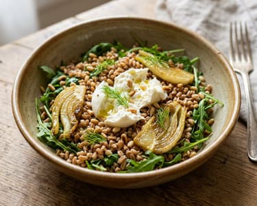 Tuscan Farro Salad | Sautéed Fennel & Burrata