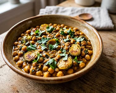 Indian Brussels Sprout and Chickpea Curry | Creamy & Autumnal