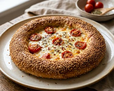 Türkische Simit-Pizza mit Käse | Knusprig & saftig