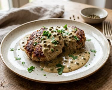 Saftige Hacksteaks in Pfeffer-Rahmsauce | Hausmannskost in 25 Minuten