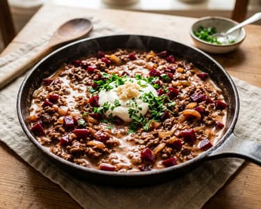 Hearty Beetroot and Minced Meat Skillet | Served in 25 minutes