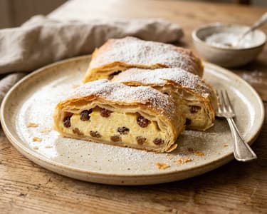 Bavarian Quark Strudel with Raisins | Crispy & Creamy