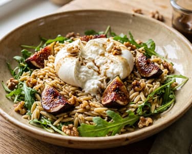 Italian Orzo Salad with Caramelized Figs & Burrata