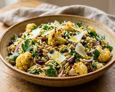 Sizilianischer Orzo-Salat mit geröstetem Blumenkohl | Feiner Herbstgenuss
