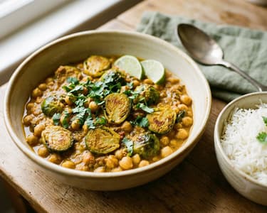 Indian Brussels Sprout & Chickpea Curry | Spiced & Creamy