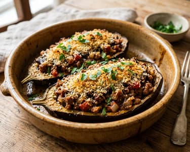 Mallorcan Stuffed Aubergines | Berenjenas a la Mallorquina
