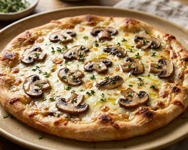 Pizza Bianca with Provolone and Mushrooms
