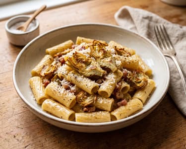 Rigatoni alla Gricia di Carciofi – Römische Artischocken-Pasta