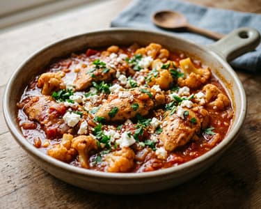 Griechische Hähnchen-Blumenkohl-Pfanne | In 25 Minuten