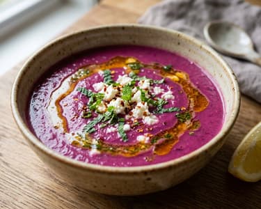 Kırmızı Lahana Çorbası | Türkische Rotkohlsuppe mit Minz-Chili-Butter