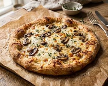 Pizza Bianca mit Scamorza und Pilzen | Würzig & kross