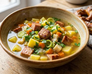 Bayerischer Leberkäse-Eintopf | Deftiger Klassiker aus einem Topf