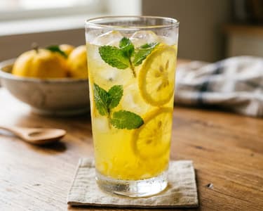 Spritziger Iced Yuzu-Tee mit Minze | Koreanischer Yuja-Ade