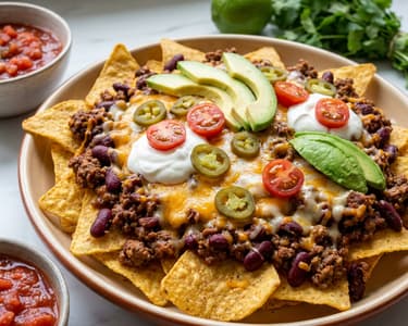 Baked Nachos with Ground Beef