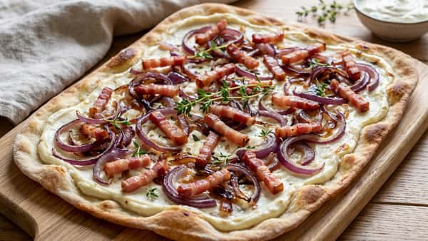 Flammkuchen Elsässer Art: Teig, Belag & Knusper-Tipps
