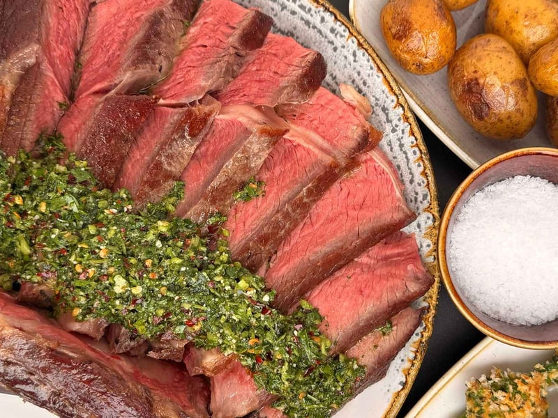 Confit Tomahawk Steak with Panko Broccoli & Gremolata