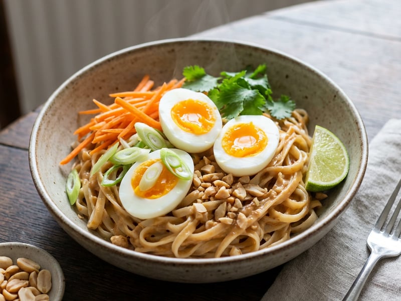 Asian Noodles with Peanut Sauce and Vegetables
