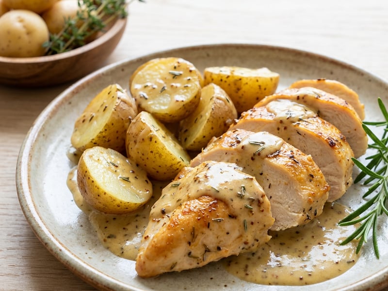 Chicken with Potatoes in Creamy Mustard-Cream Sauce