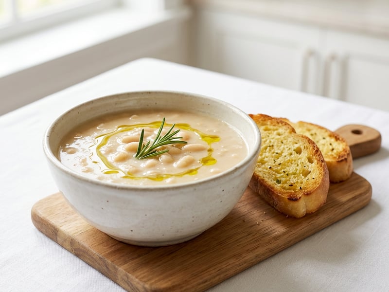 White Bean Soup with Parmesan and Garlic Ciabatta