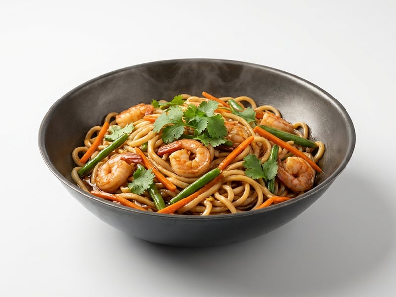 Udon Noodles with Shrimp and Crunchy Vegetables