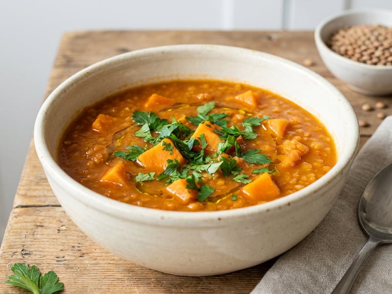 Red Lentil Soup with Sweet Potatoes
