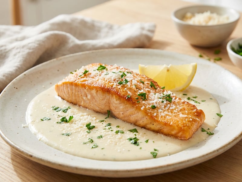 Salmon in Creamy Parmesan Cream Sauce