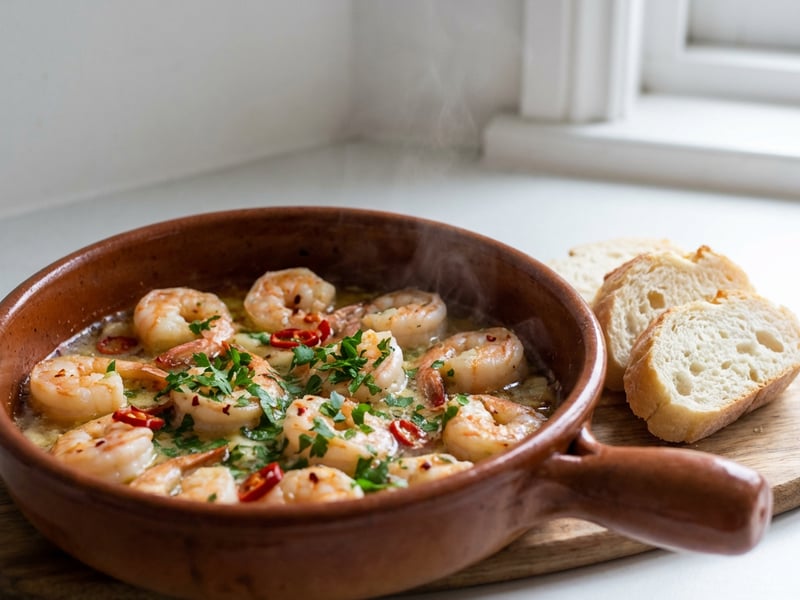 Garlic Prawns with Chili and White Wine