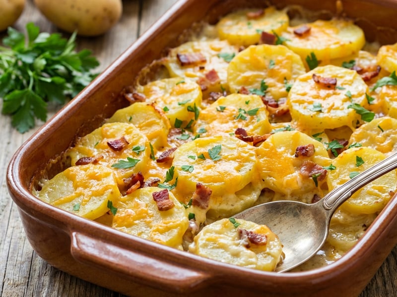 Gratinated Potatoes with Cheese and Bacon