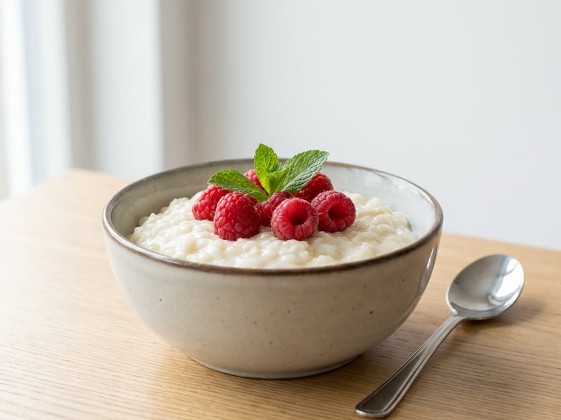 Creamy Rice Pudding with Raspberries