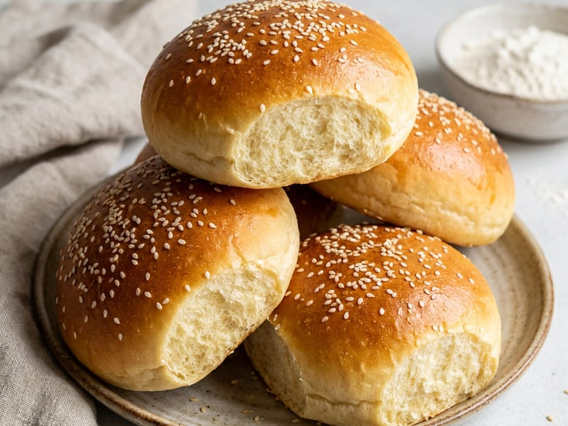 Homemade Burger Buns | Fluffy & Soft