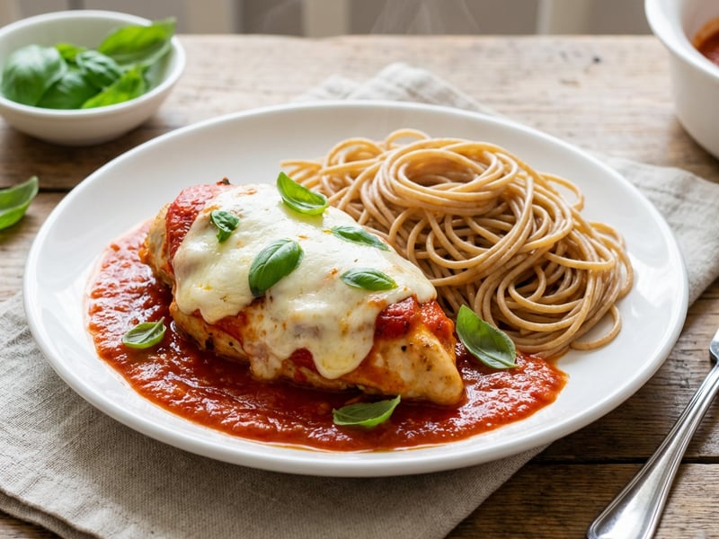 Baked Chicken Breast with Mozzarella in Tomato Sauce