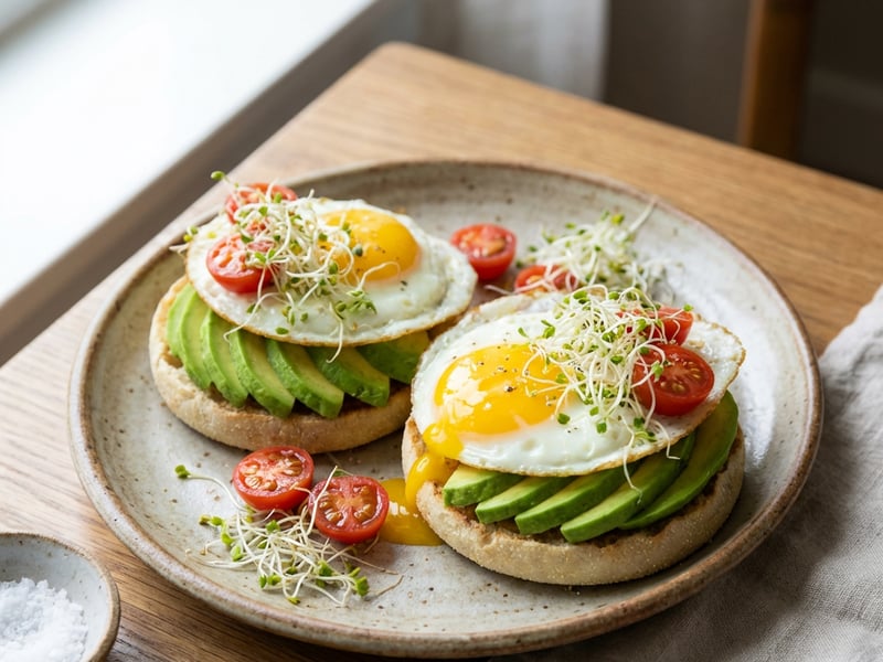 English Muffins with Avocado and Egg