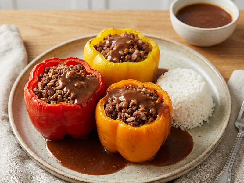 Stuffed Bell Peppers with Minced Meat & Rice