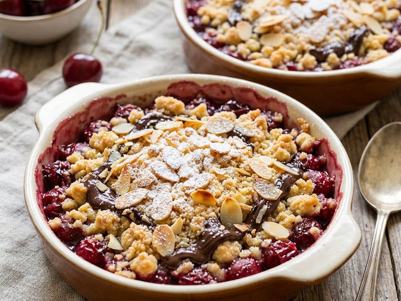 Cherry Crumble with Chocolate & Almonds